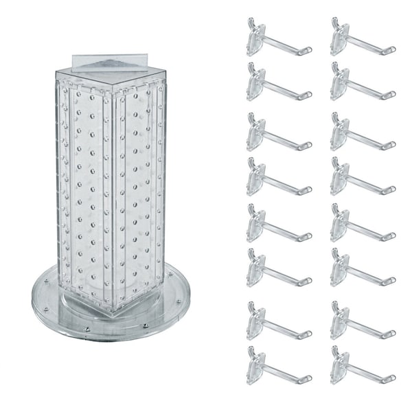 Four-Sided Revolving 4''W x 12''H Pegboard Counter Display w/ 16 2'' Hooks